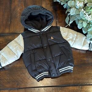 Baby GAP Black Hooded Puffer Jacket, 18-24m